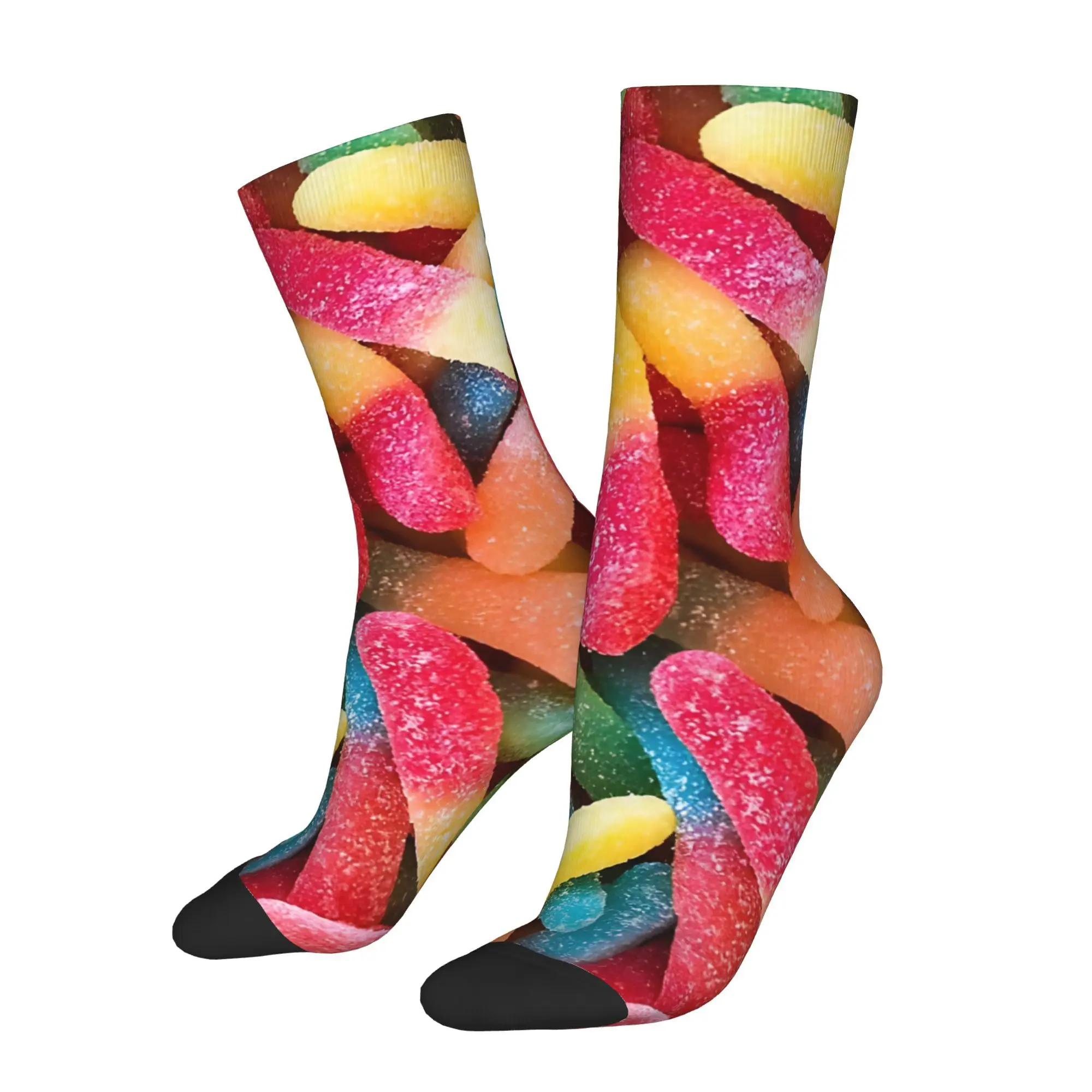 

Забавные мужские носки Happy Gummy Worms с узором в стиле ретро, Harajuku, хип-хоп, бесшовные носки для экипажа, подарочный узор с принтом