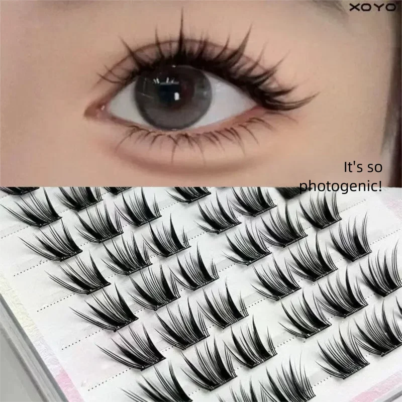 

XOYO Glue-Free Snake Style False Eyelashes, Thin Slice Segmented Individual Clusters, Dense Realistic Comic Lashes