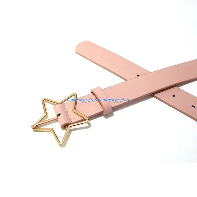 

573B Metal Star Pin Buckle Waist Belt All-match Waist Belt for Women Jeans Skirt Coat