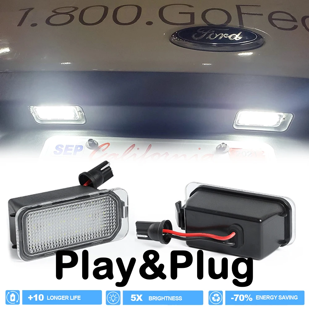 

18SMD LED Rear Bumper License Plate Light Free Error For Ford Ranger Grand C-Max Focus MK3 DYB Fiesta MK6 JA8 Fiesta Kuga Mondeo