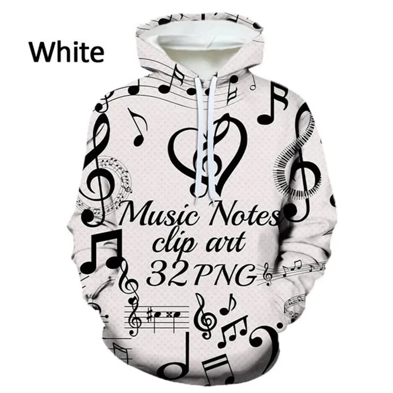 

Printed Autumn New Musicnotes Pattern Hoodie Fashion Men's Note Street Style Sports Hoodie 3D Graphic Hoodies Comfy Clothes Male