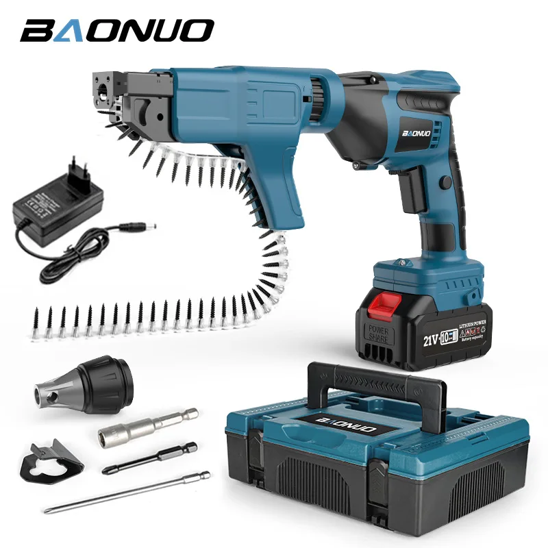 Brushless Lithium Automatic Chain Screw Gun Portable Collated Drywall Screw Nailer for Gypsum Board Decoration Works