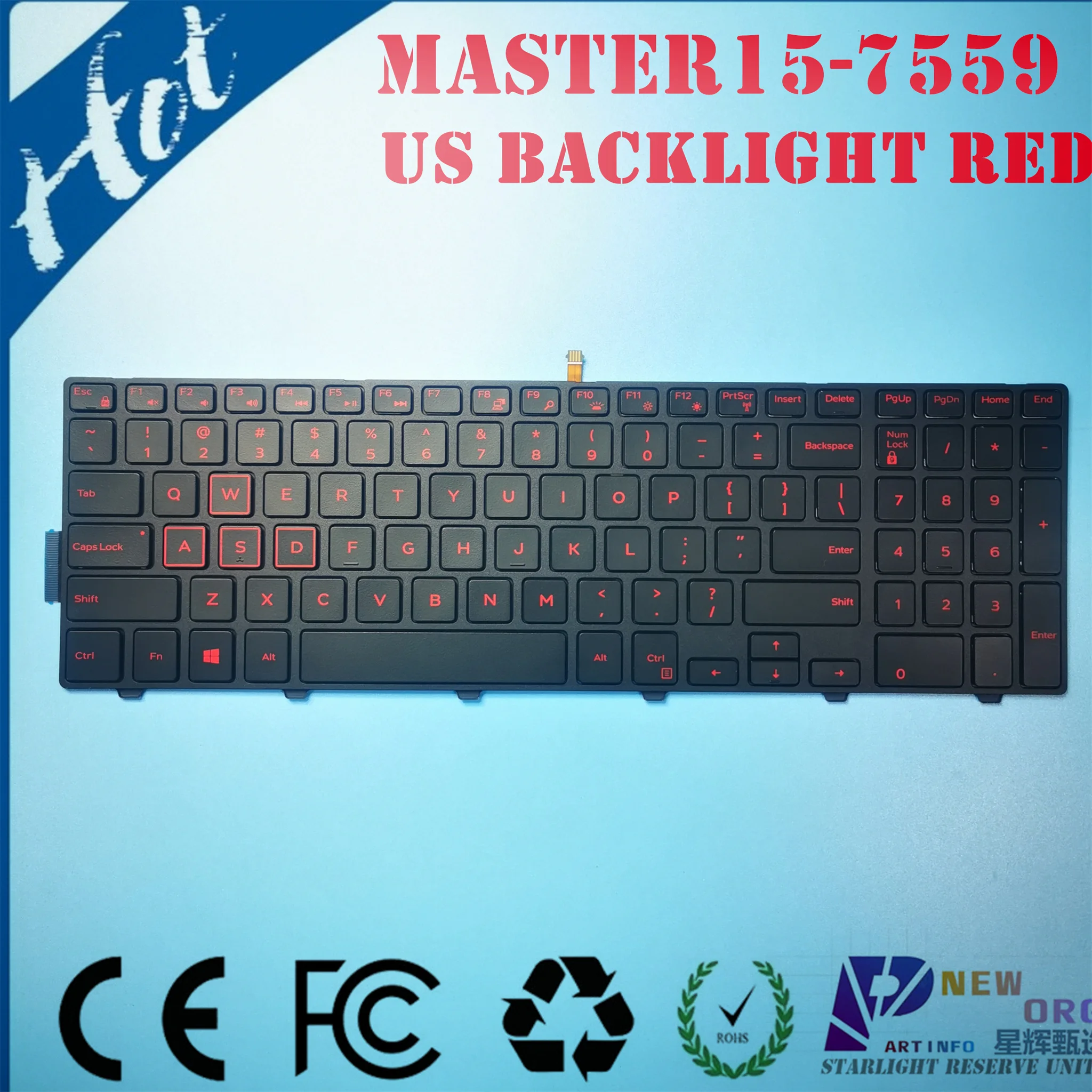 

US LAPTOP Backlight keybaord for DELL Master inspiron15 7558 7558 7559 5577 5576 5578 Serries RED 0KF83C