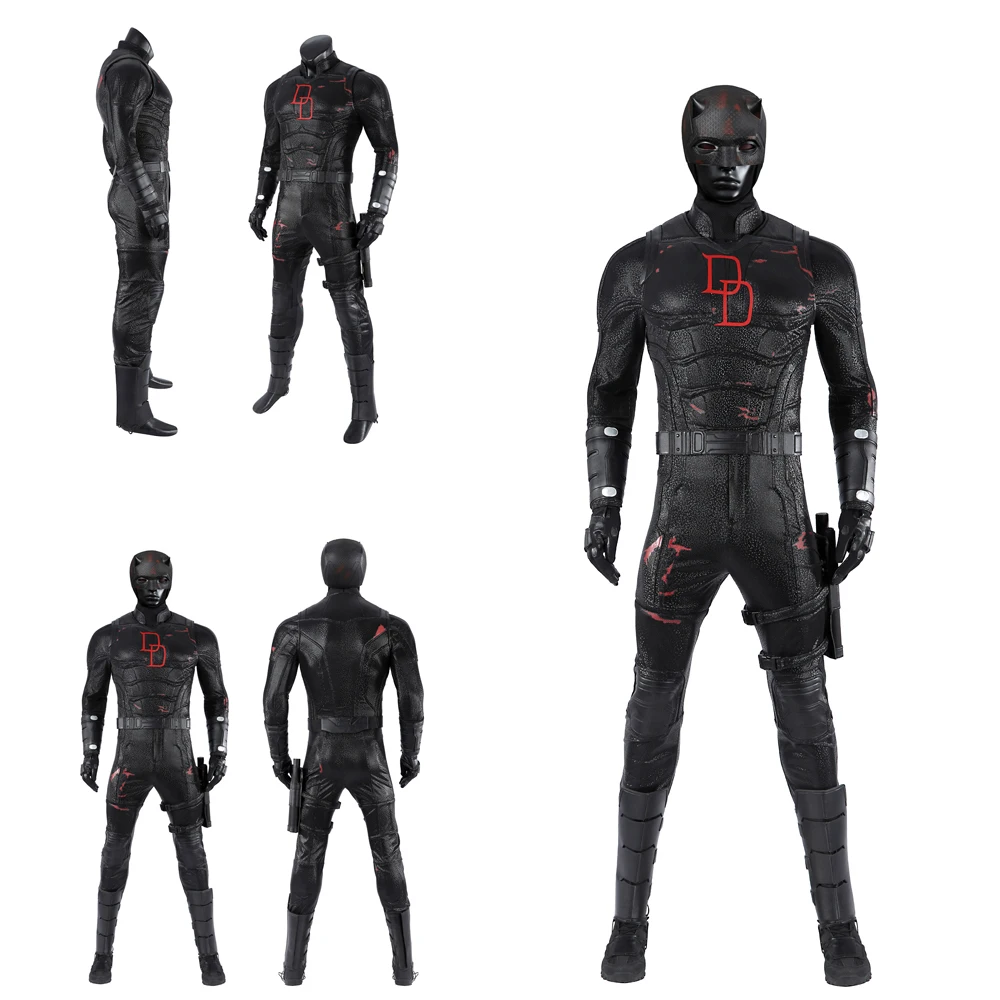 

Halloween Comic Con Black Battle Fantasy Costume Matt Murdoch High Quality Role Playing Costume Men's Jumpsuit Vest