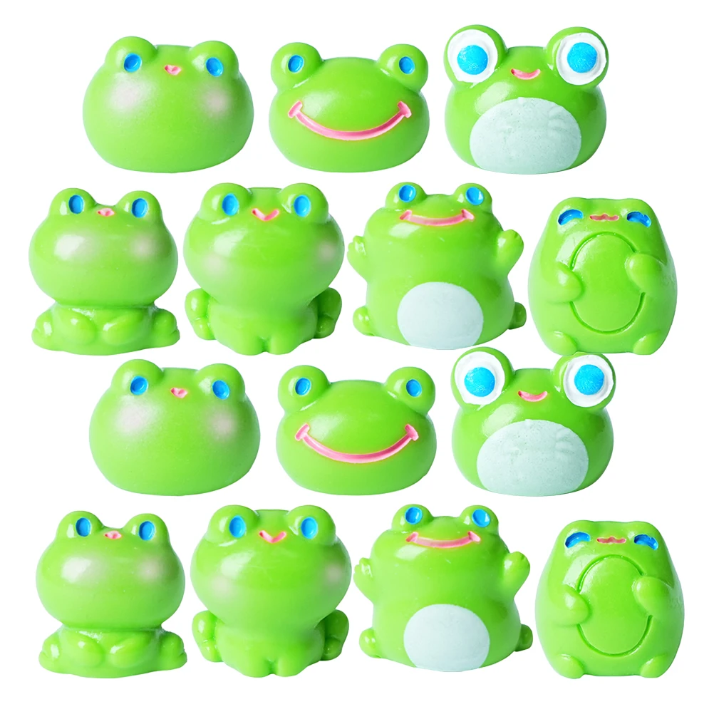 

14pcs 2types Mini Cartoon Frog Figurines Miniature Cute Resin Home Decor Fairy Garden Decor Dollhouse Birthday Party Favors Gift