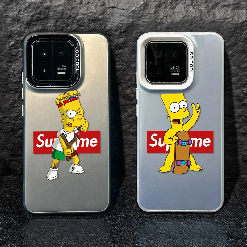 Luxury Cute Simpsons Colored Silver Phone Case For Xiaomi 13T 12T 11 Lite Poco X5 X3 F4 M3 M2 C51 Redmi Note 12 11 Pro 5G