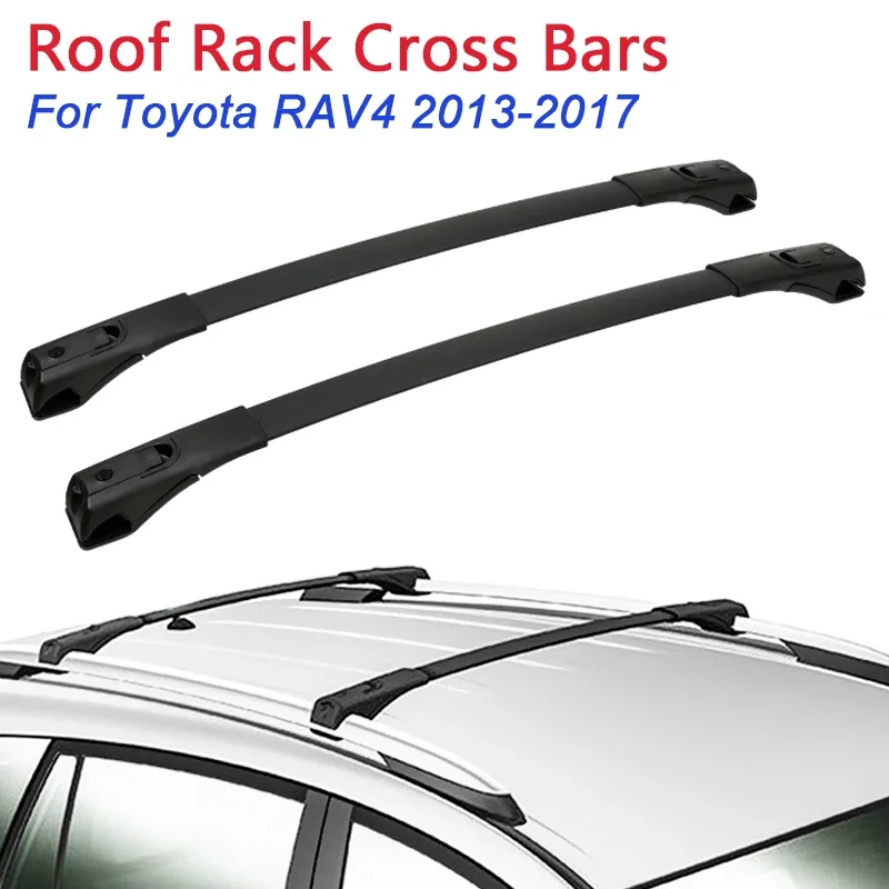 2pcs/set Black Car Roof Rack Cross Bars for Toyota RAV4 2013-2018 (with Side Rails)