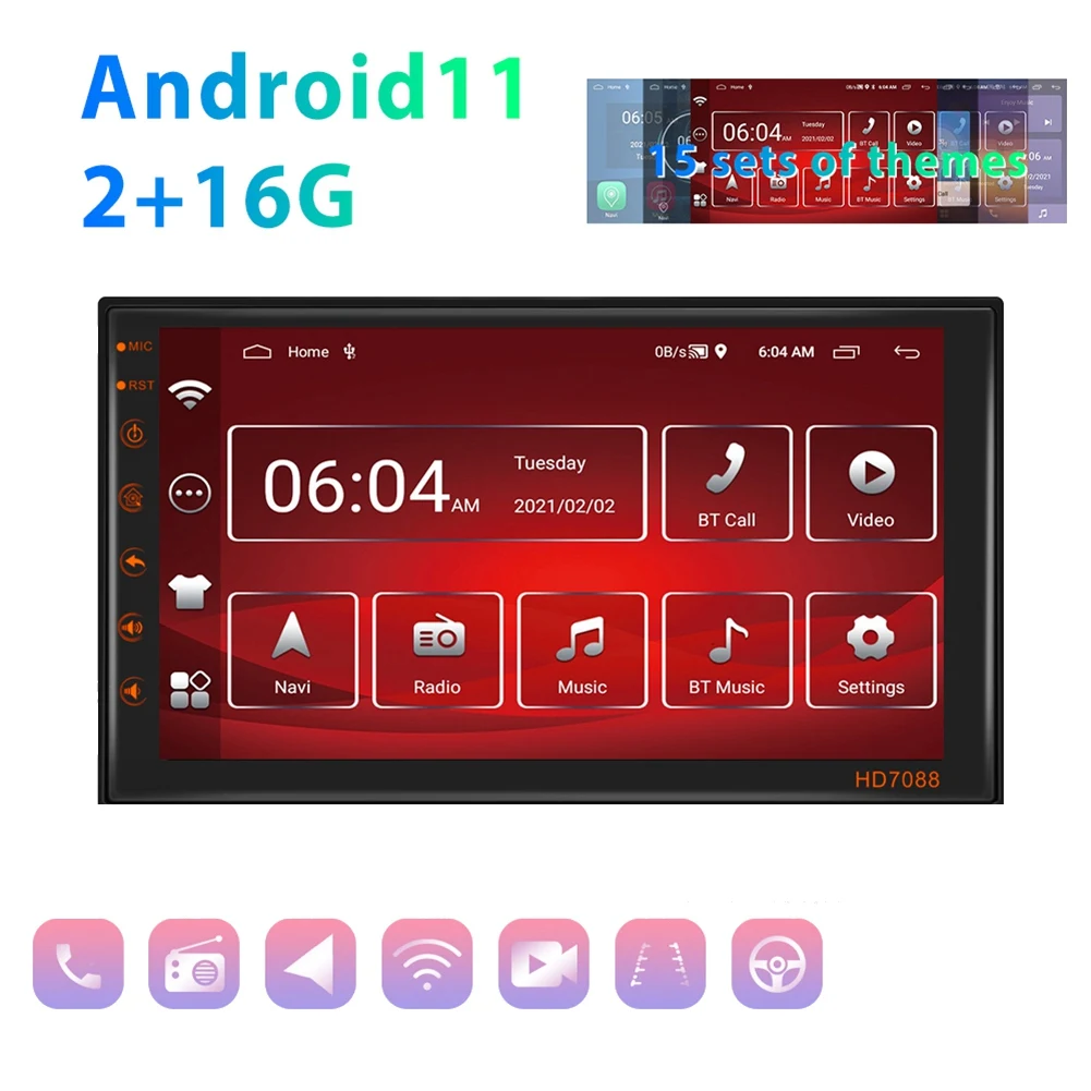 Android 11 Navigation 2+16G Car Machine Central Control Large Screen Car Navigation Reversing Image All-In-One