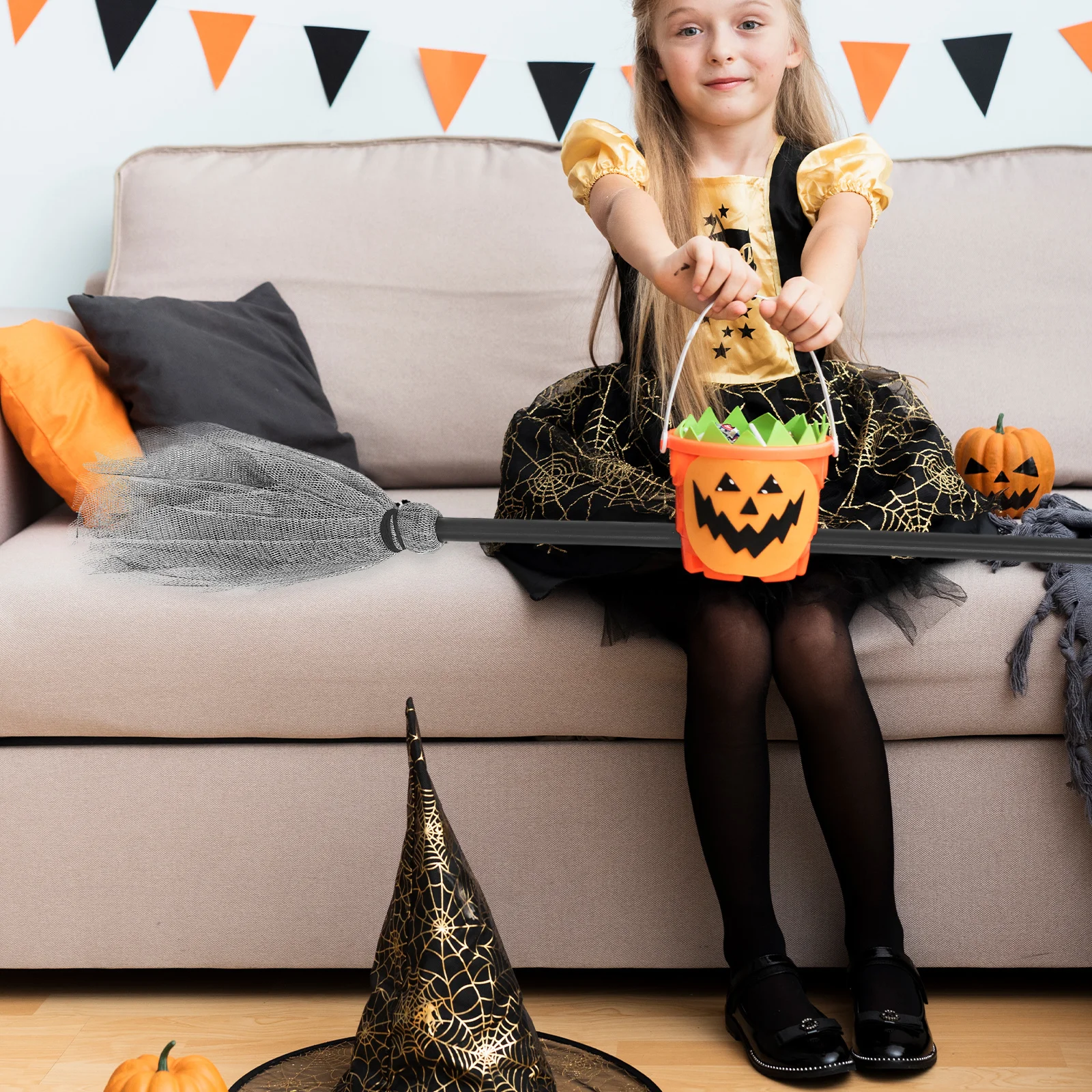 

Witch Broom Extendable Halloween Costume Prop For Kids Adults Party Cosplay Accessory Broomstick Wizard Supplies