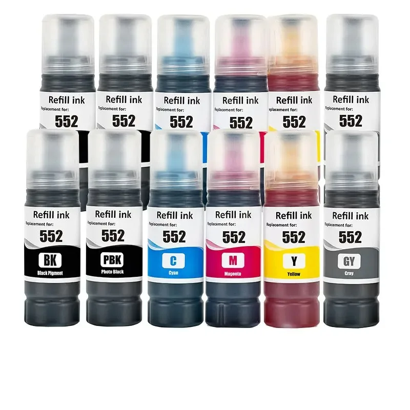 Imagem -03 - Tinta Garrafa de Tinta para Epson Refil à Base de Água 552 T552 Premium Color Compatível Et8500 e Et9550