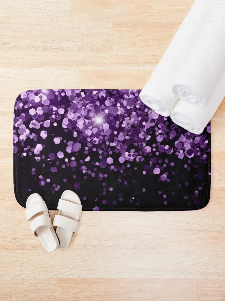 Dark Night Purple Black Glitter #1 (Faux Glitter) #shiny #decor #art Bath Mat DoorFor The Door Rug Foot Mat