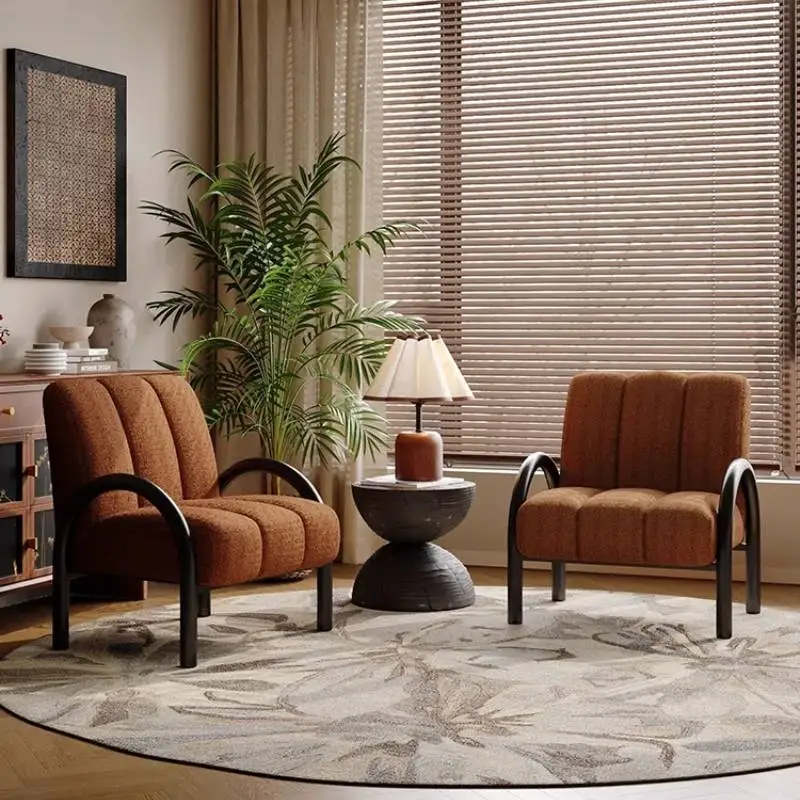 Sillones de Salón de Diseño Nórdico en Tendencia, Sillones Marrones Económicos para Sala de Estar, Sillones Individuales de Lujo para Hotel, Muebles Modernos