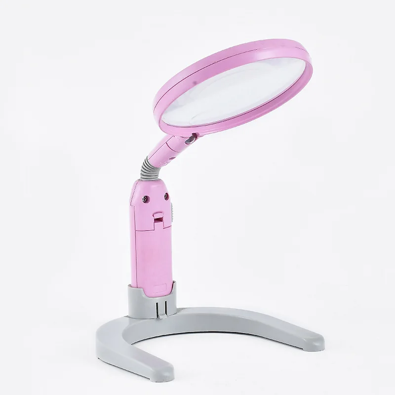 2.5X 5X Magnifier Desktop High-Definition Foldable Portable Desktop Magnifying Glass with Led Light Book Reading Loupe