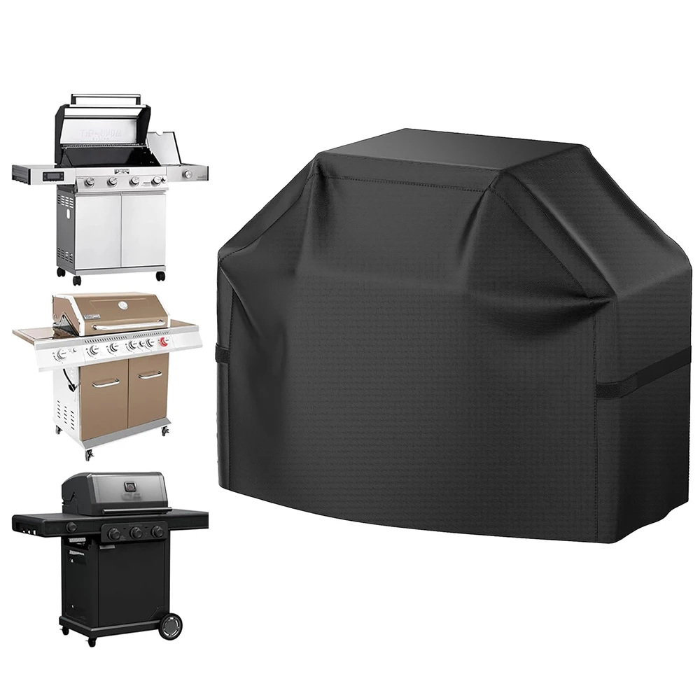 

58 inch BBQ Gas Grill Cover for Outdoor Grill, Waterproof, Rip-Proof with Hook-and-Loop Straps & Adjustable Hem Drawstring
