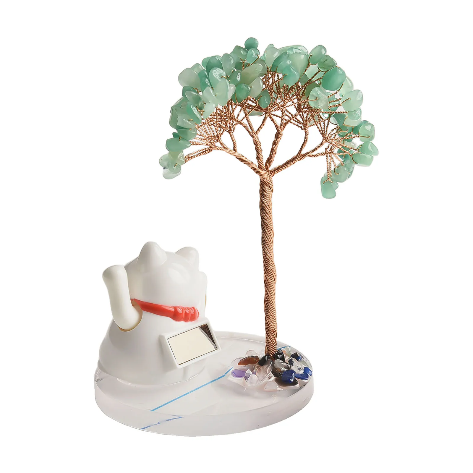 Cute Whimsical Design Beautifully Crafted Natural For Crystals Forming an Enchanting Display with Luck Inducing Cat