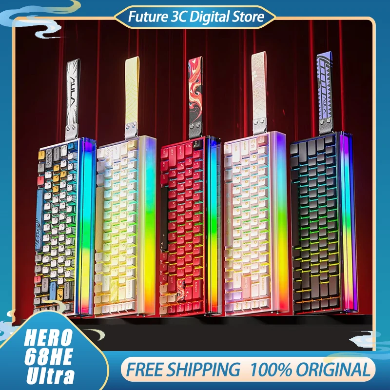 

AULA HERO 68HE Pro Ultra Mechanical Keyboard RGB Light Aluminium Alloy Carbon Fiber Gaming Magnetic Switch Keyboard Custom Gift