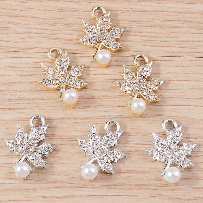 10 Stück 14 x 18 mm niedliche Kristall-Ahornblatt-Anhänger für die Herstellung von Ohrringen, Halsketten, Armbändern, DIY-Handwerk, Schmuckzubehör – Detail 6