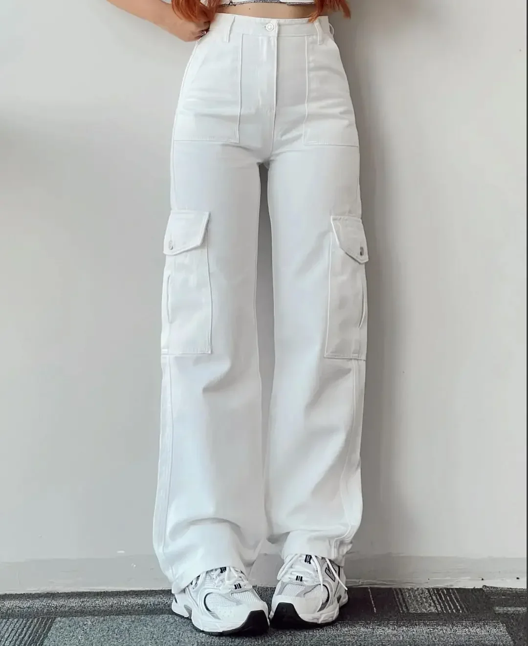 Women Pants Wide Leg Pants Zipper Fly Slim Fit Flat High Streetwear Pockets Mid Waist Autumn 2024 Ankle Length Solid Color