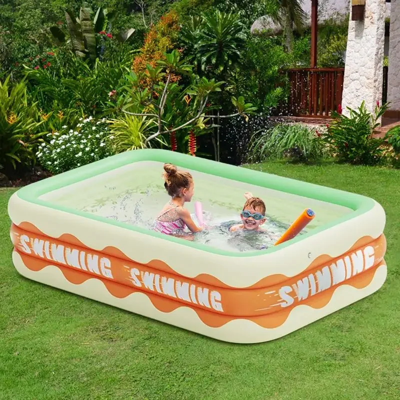 Piscina inflable para niños, juguetes de exterior, pataugeoire rectangular, plegable, grande piscine épaisse,