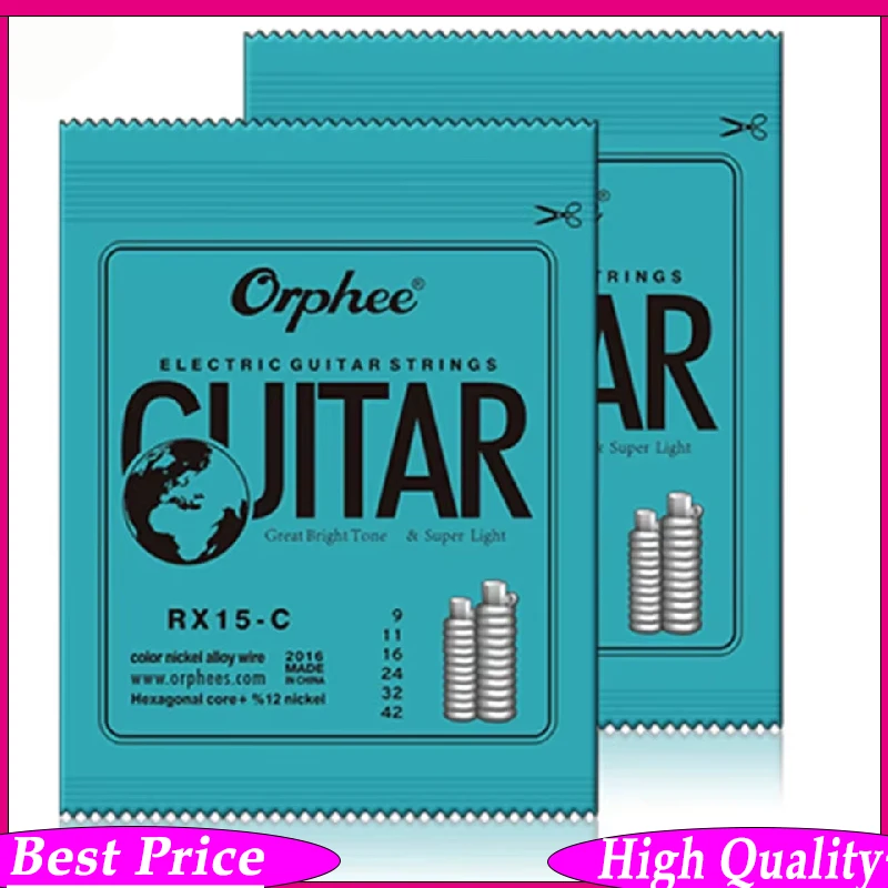 Orphee RX15C Colorful Folk Guitar Strings 6-String Austenite Alloy Winding Hexagonal Carbon Steel for Practiced Guitarists