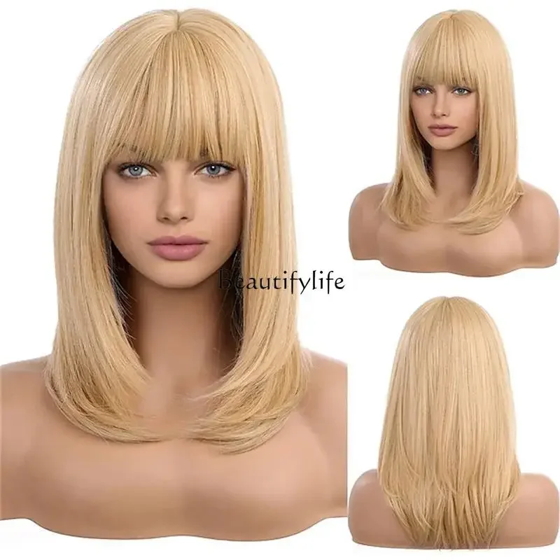 European and American wig women blond short hair chemical fiber wig headgear