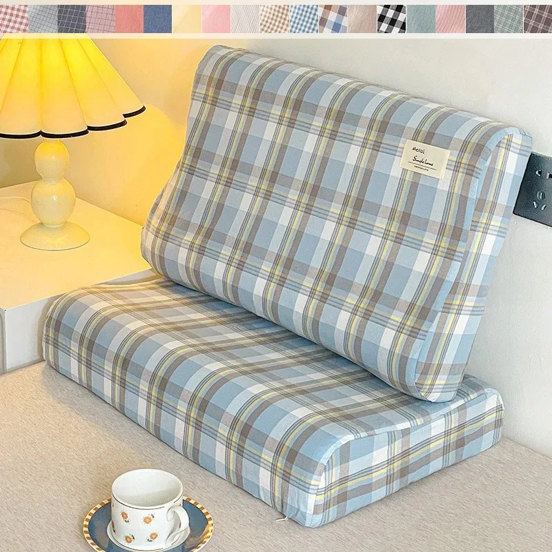 

30x50 Minimalist Plaid Contour Pillow Cover Gingham Checkered Foam Pillowcase Bedroom Bed Backrest Wedge Cushion Cover Decor