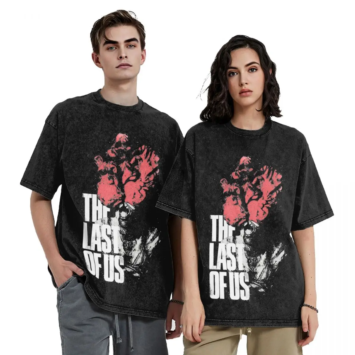 The Last Of Us T Shirts Hip Hop Washed Short Sleeve Harajuku T-Shirts Vintage Men Women Streetwear Printed Tops Tees