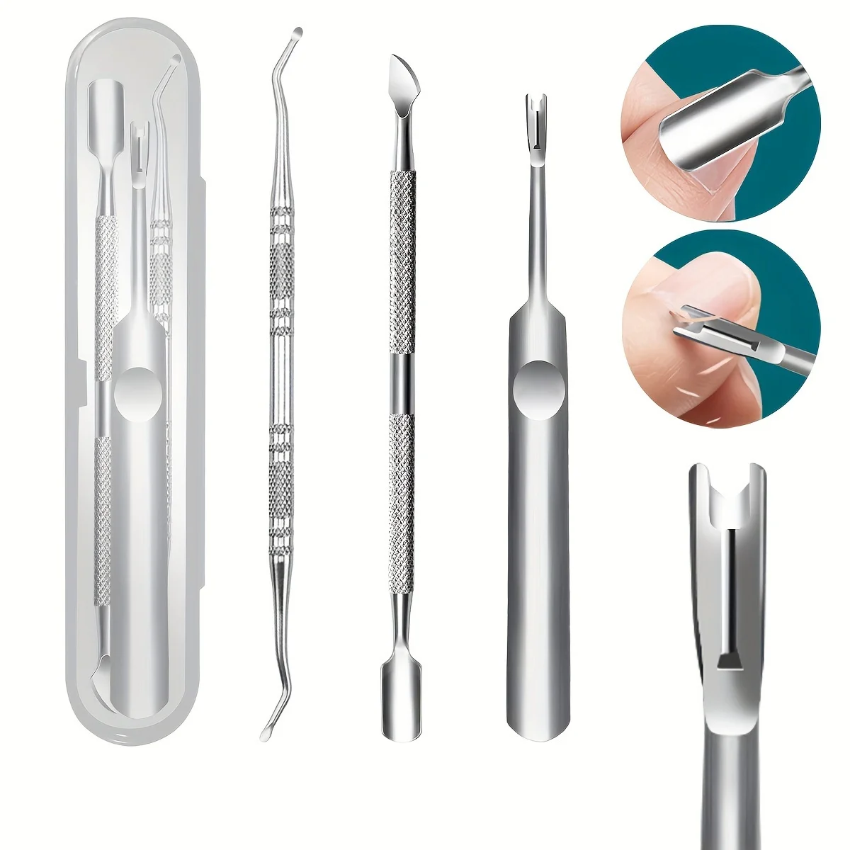 Precision Toenail Lifter, Non-Slip Cuticle Pusher & Sharp Trimmer, Manicure and Pedicure Kit with Smooth Cutting Features