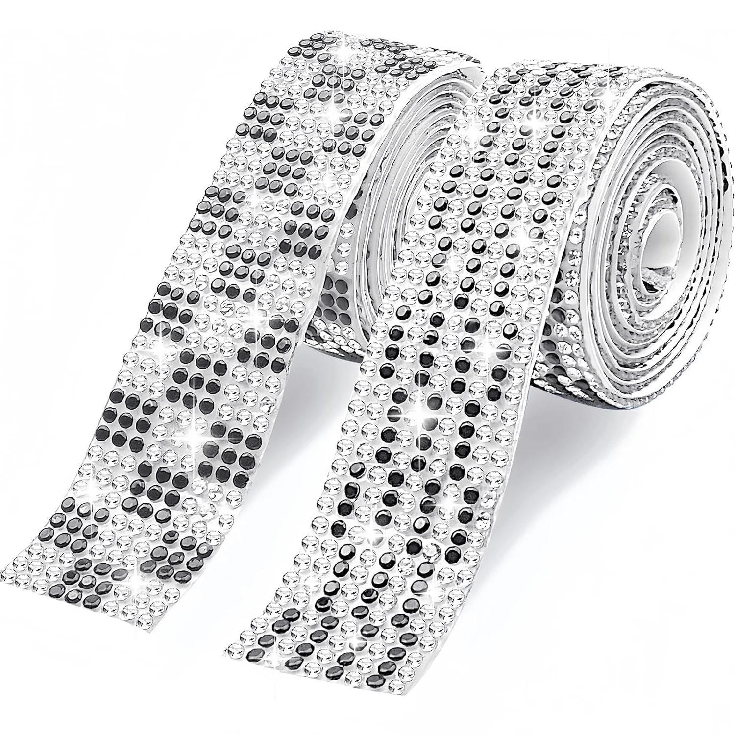 

2 Rolls Rhinestone Tape Self Adhesive Crystal Ribbon Diamond Bling Strips Tape Stickers for DIY Art Craft Wedding Projects Party
