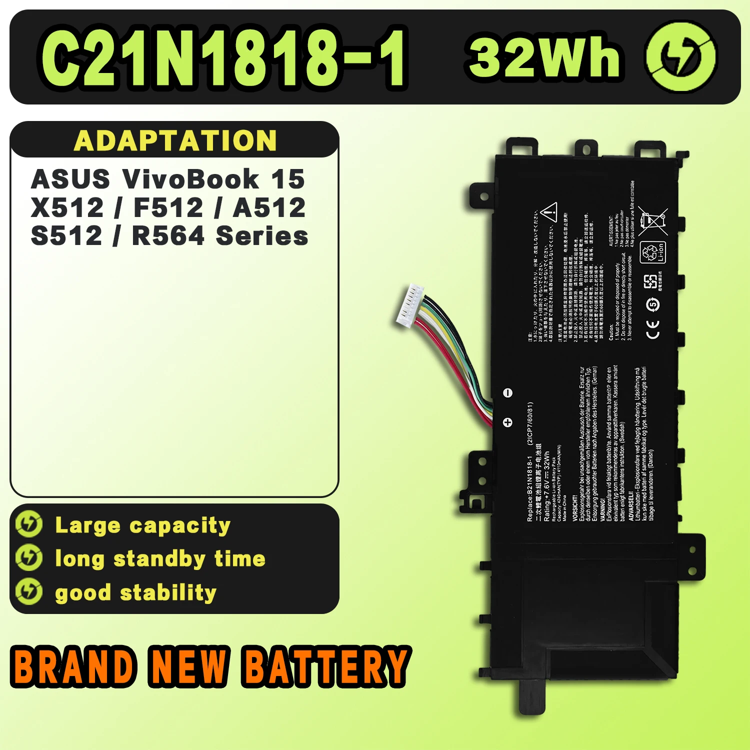 SAT B21N1818-1 New Laptop Batteries Replacement For ASUS VivoBook 15 F512DA F512FA F512FB X512DA X512DK X512FA V5000 V5000F