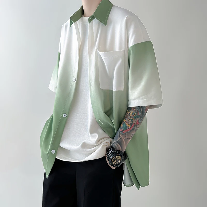 

Мужская летняя рубашка из тонкого ледяного шелка, свободного кроя, повседневная, молодежная, модная, с принтом, не требует глажки