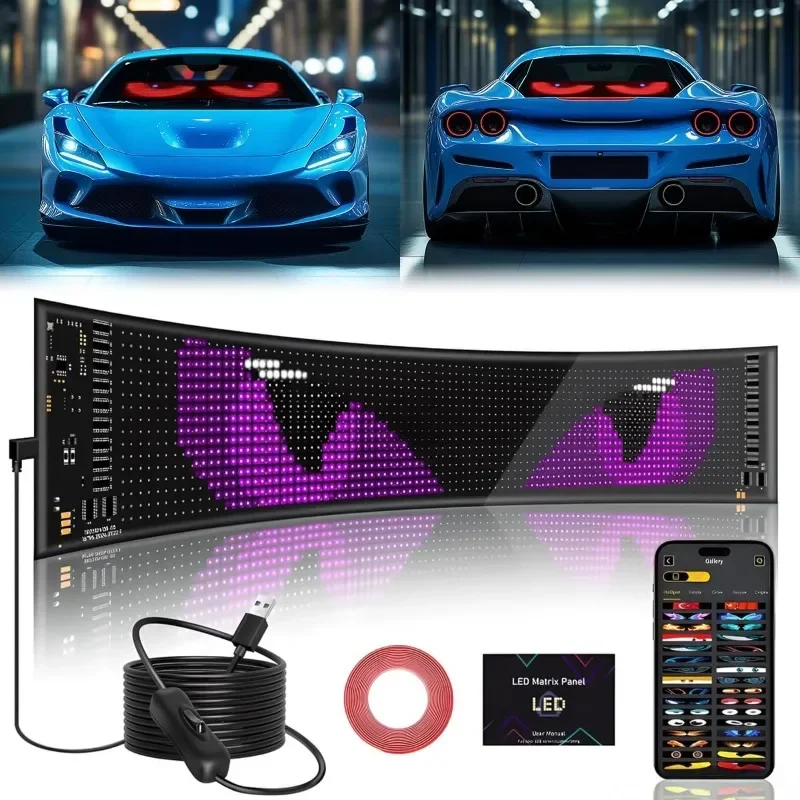 

Devil Eyes Light for Car12*59.5cm Full Color Big Eye Flex Screen for LED Display for Car Scrolling Led Light Sign for Car Window