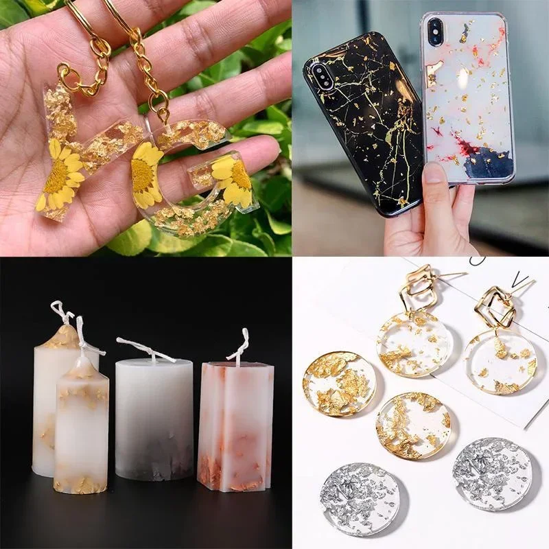 Płatki złota do zdobienia paznokci DIY, dekoracje, konfetti, folia, artykuły imprezowe, materiały rzemieślnicze