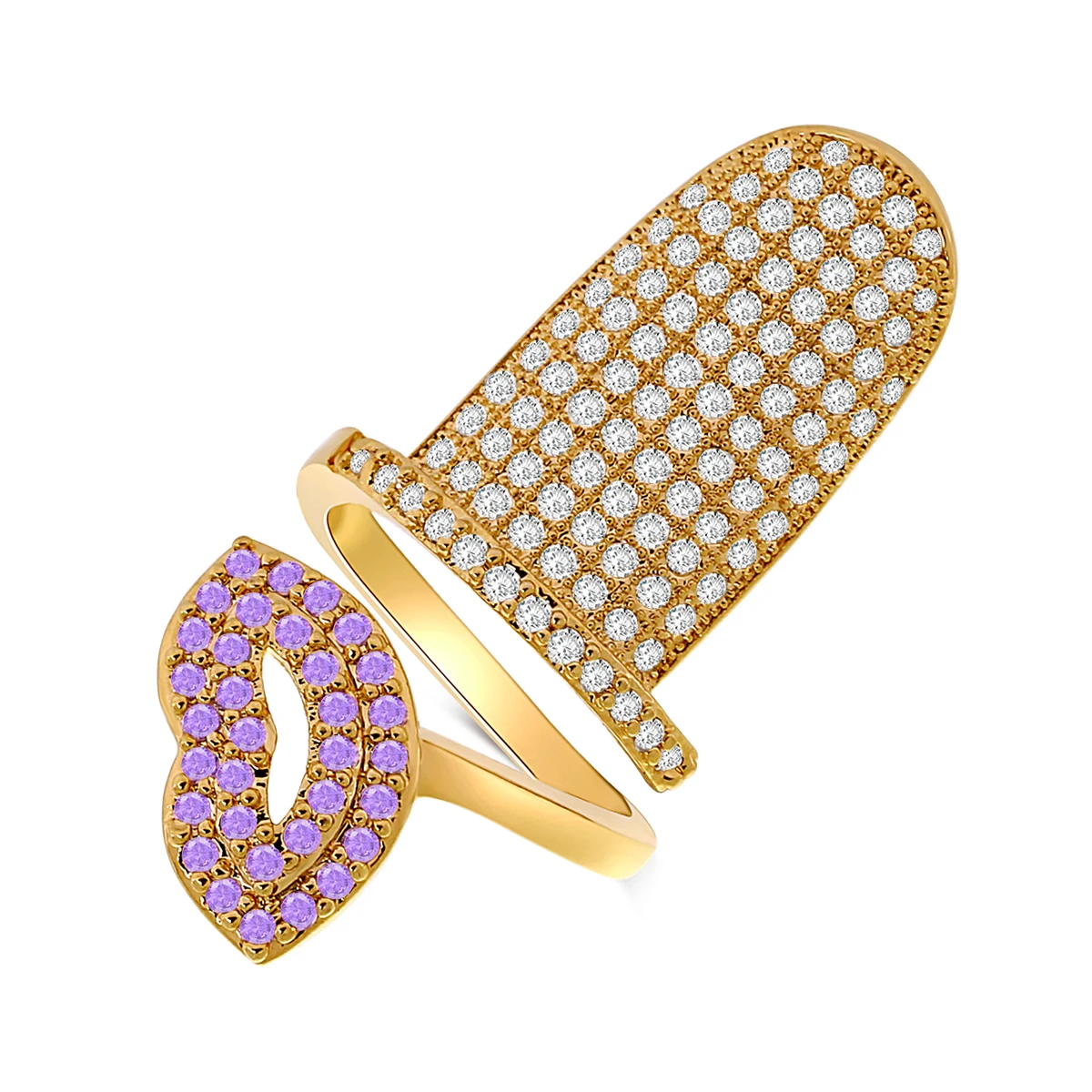 Luxury Gothic Fingernail Ring for Girls Copper with Gold Plating Inlaid Full Zircon Fingertip Nail Rings Art Protection Jewelry