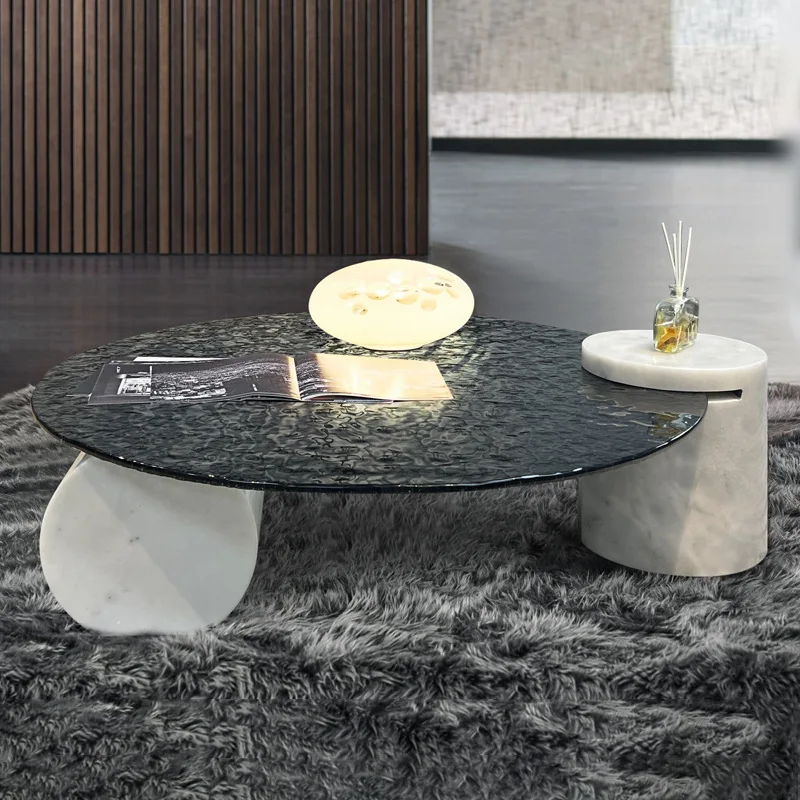 

Rainbow, tempered glass, coffee table, round, modern simplicity, light luxury, water ripple
