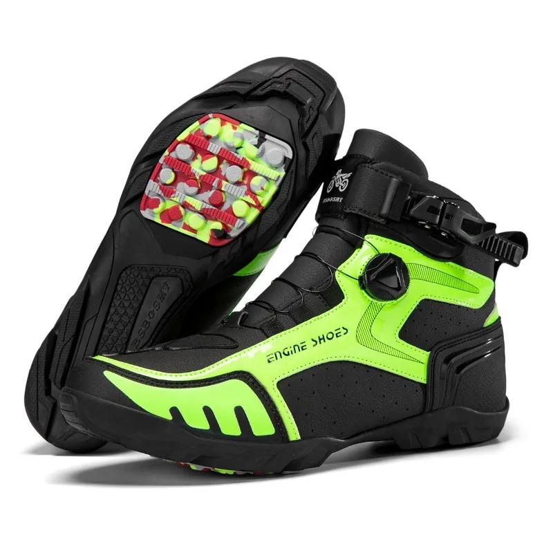 

Men Leather Motos Breathable Anti Slip Wear-resistant Riders Boots Motorbike Racing Ankle Length Shoes 2025 New Motorcycle Boots