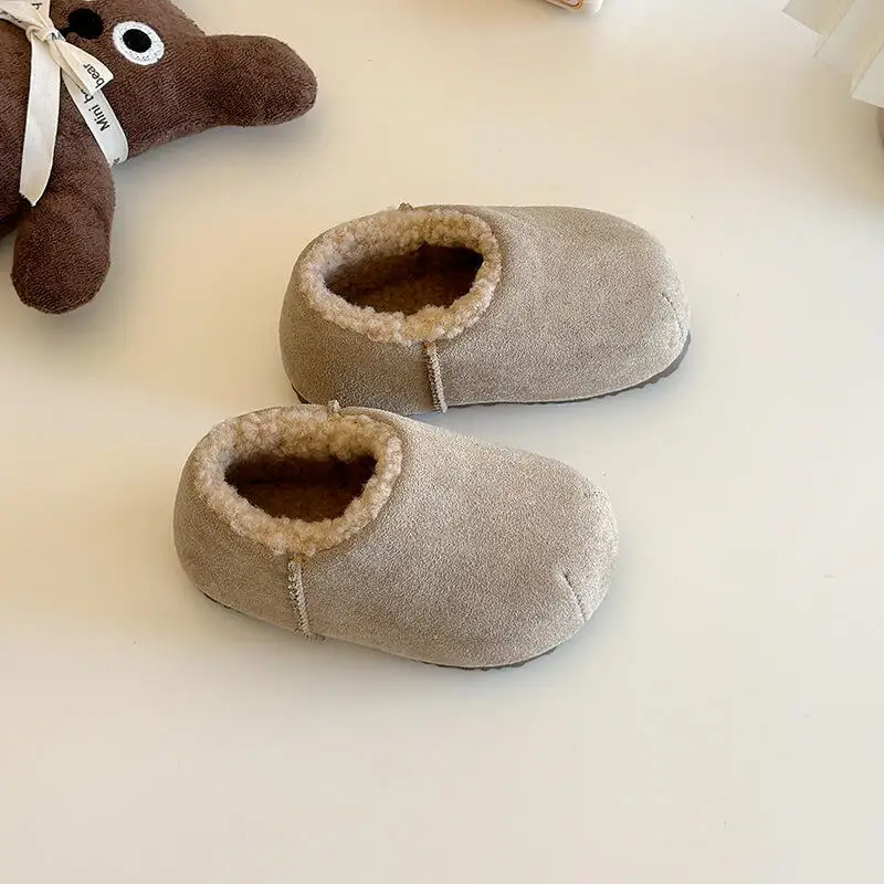

Girl Thicken Keep Warm Cotton Shoes Winter Anti-Slippery Fleece-Lined Soft Sole Thick Sole Child Kawaii Fashion New Style Shoe
