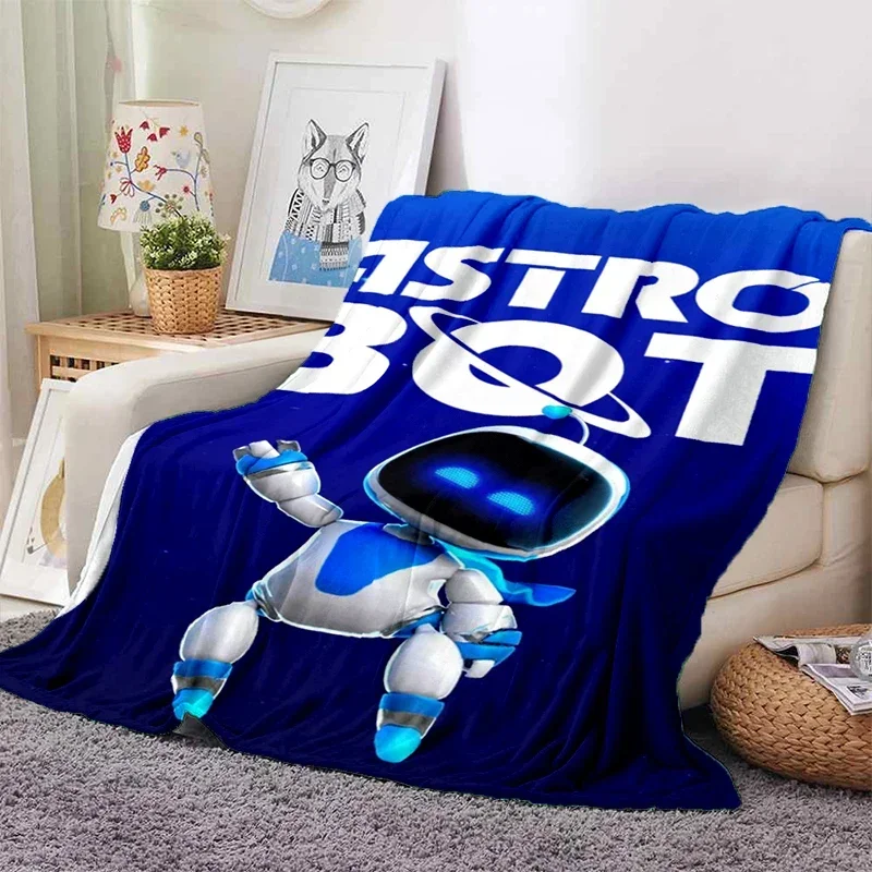Manta de Robot de Dibujos Animados Astro Bot, Manta Suave y Acogedora para el Hogar, Dormitorio, Sofá, Viajes, Picnic, Regalo para Niños, Diseños Divertidos