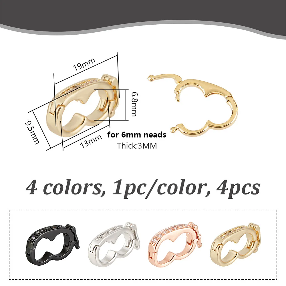 4pcs Necklace Shortener Clasp 4 Color Bracelet Extension Lock Clasp Pearl Enhancer Push Click Clasp with Secure Lock Openable