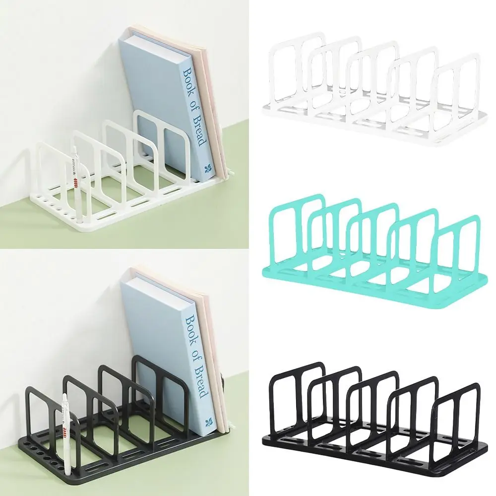 Desktop Bins Desktop Book Stand Removable Compartments Layered Book Shelf PP Storage Classification Folder Storage Rack