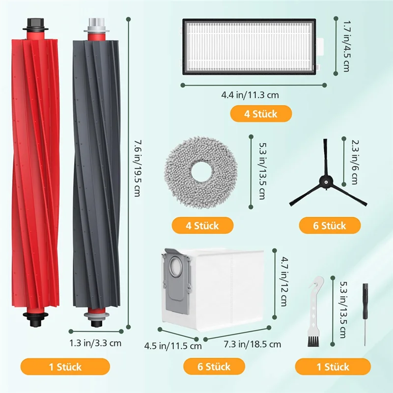 ABLE-accessoires pour aspirateur Roborock Qrevo Master/Qrevo Slim Rbot, brosse à rouleau, filtres HEPA, sacs à poussière, lingettes