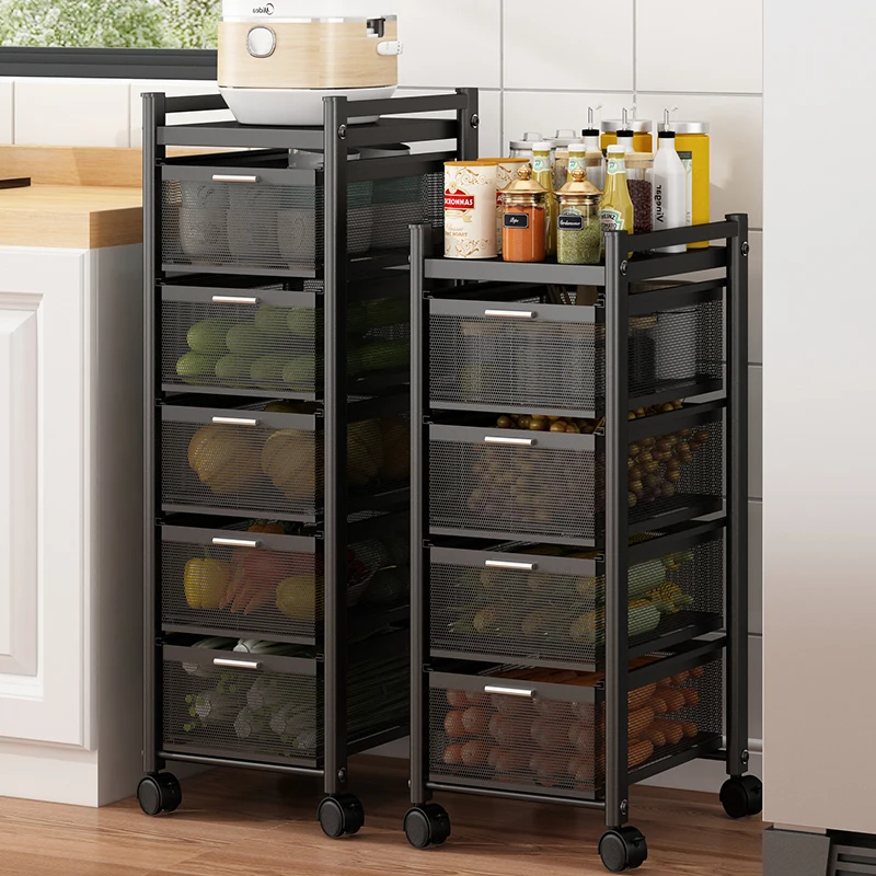 

Kitchen Drawer Type Floor-to-ceiling Vegetable Storage Rack Location Beauty Multi-functional Crack Locker Multi-layer Basket