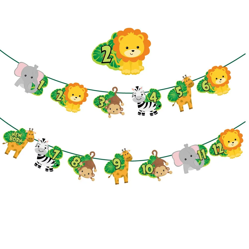 Kids Wild one 1st Jungle Theme Safari Birthday Bunting Banner Birthday Party Decorations Jungle Safari Birthday