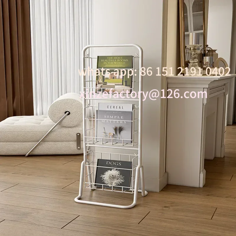 رف عرض المجلات القابل للتخصيص، رف كتب عتيق متحرك، رف تخزين مدمج للمنازل الحديثة #3