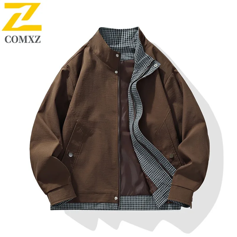 

COMXZ 2025 Мужская винтажная рабочая одежда из двух предметов, осенняя хлопковая повседневная куртка больших размеров, легкое удобное пальто премиум-класса