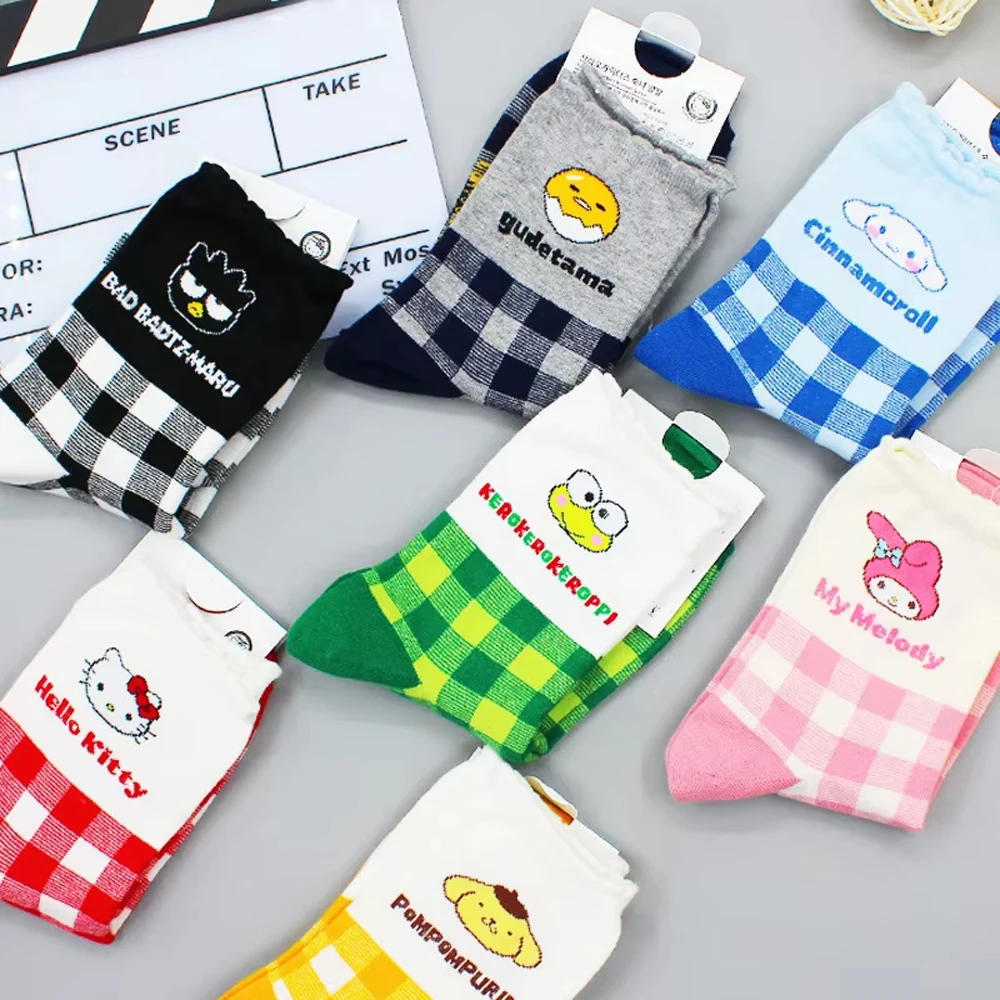 

Socks for Girls Medium Socks Kawaii KT My Melody Kuromi Socks Rosered Black White Sock Women Female