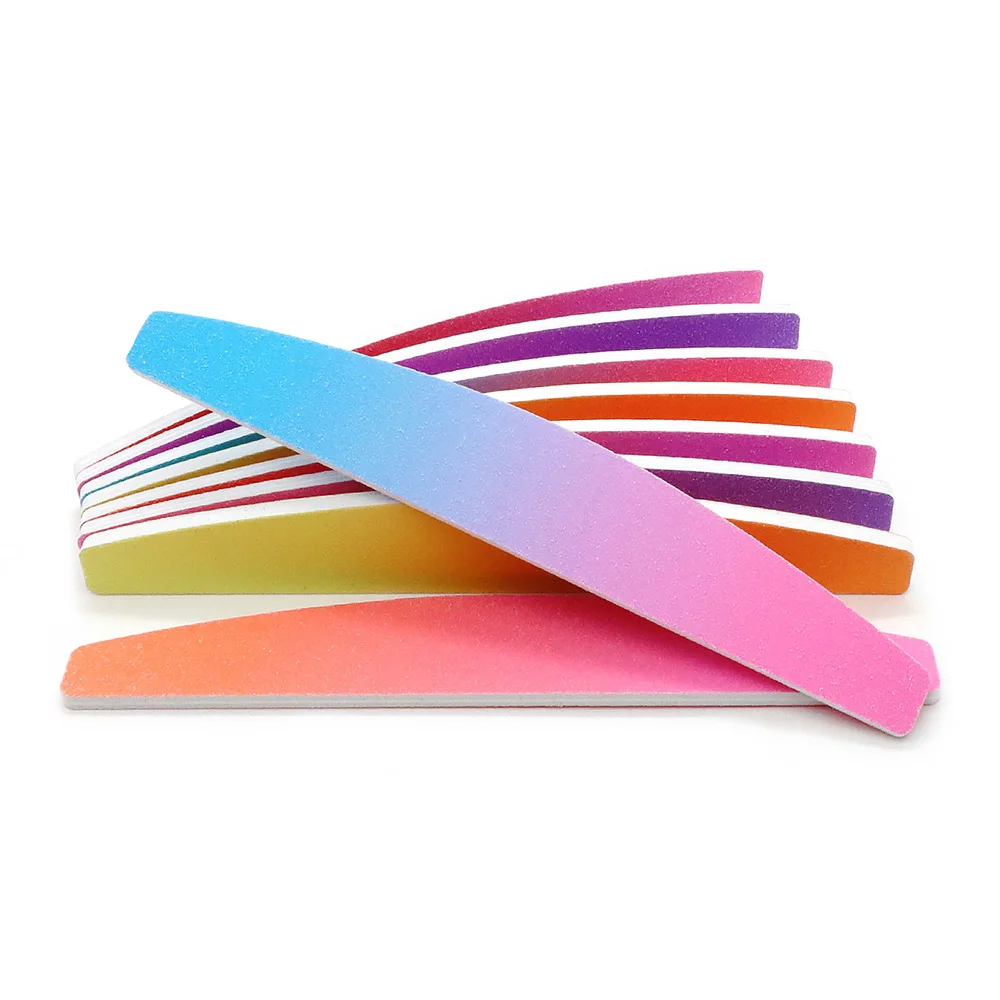 5 قطعة/المجموعة المغلفة ورقة التدرج نصف القمر ملفات الأظافر 180/180 حصى أدوات مانيكير المهنية للأظافر الطبيعية الرملي تلميع