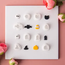 8Pcs/Set Halloween Cute Mini Clay Molds Bat Ghost Pumpkin Skull Shaped Clay Cutters Earrings Jewelry Pendant DIY Handmde Tools