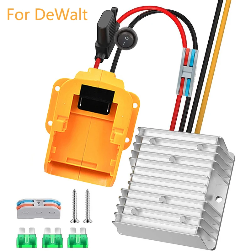 

Для Dewalt понижающий преобразователь постоянного тока 18 В в постоянный ток 12 В адаптер 240 Вт 20 А DIY понижающий преобразователь-регулятор с переключателем 30 А предохранитель для батареи 18 В