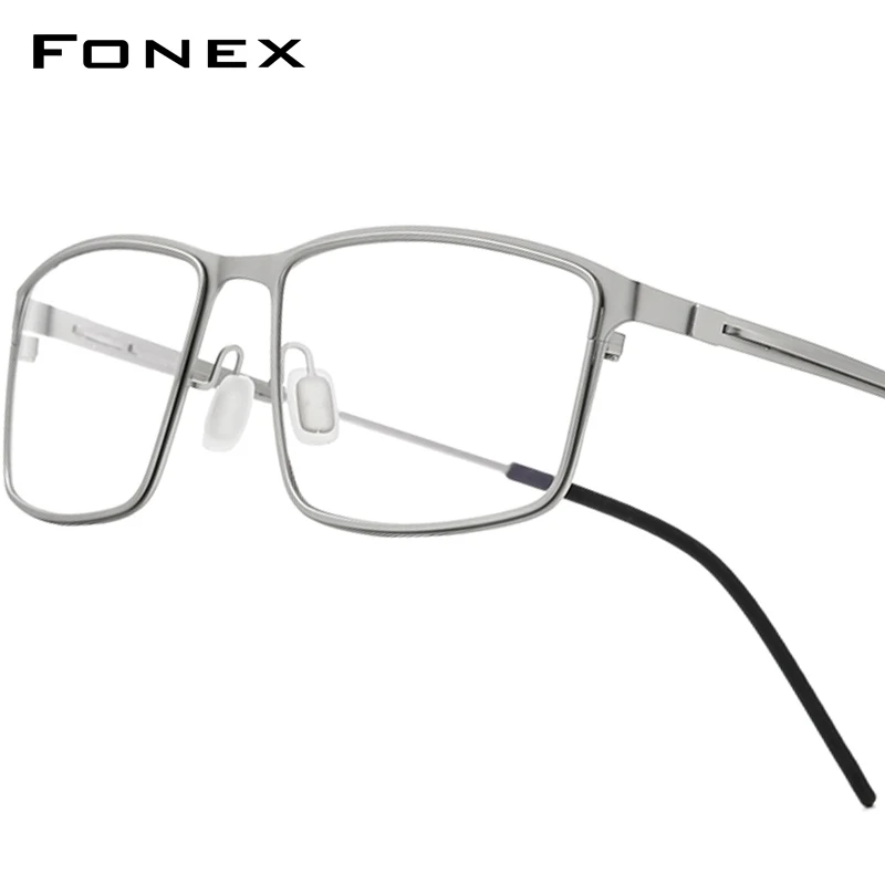 

FONEX Alloy Glasses Frame Men Brand Design Square Eyeglasses Korea Germany Ultralight-Weight Screwless High-Quality Eyewear 1022